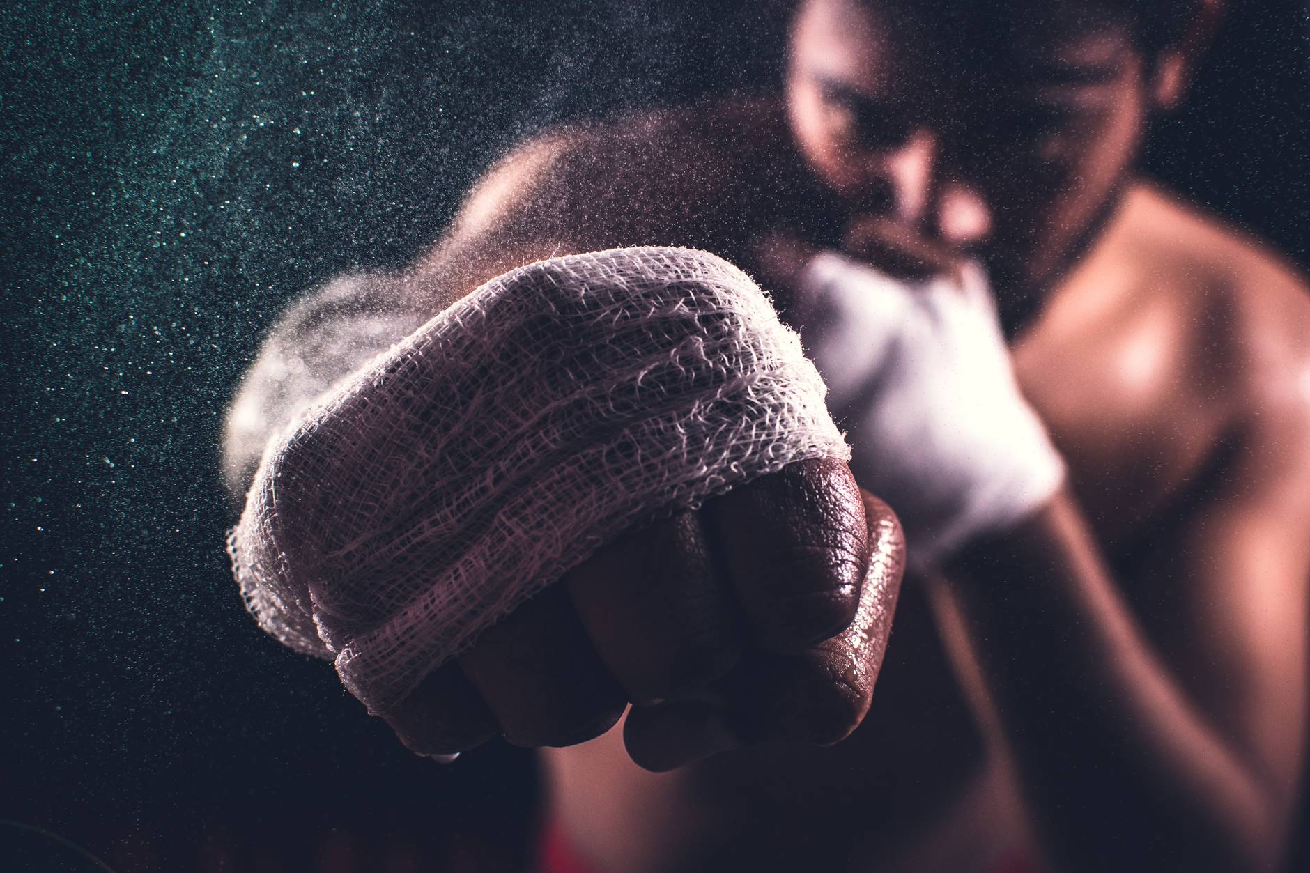 selective focus of a boxer s fist