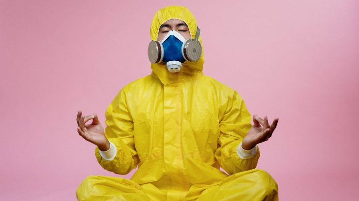 man in yellow protective suit